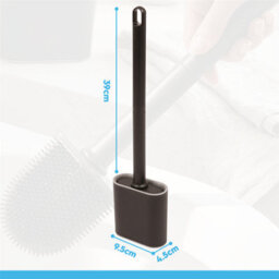 Harbour Housewares Wall-Mounted Toilet Brush & Holder - Black Slimline Space-Saving Detachable Silicone Bathroom Brush - thumbnail 8