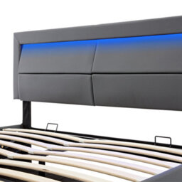 Abrihome Upholstered Bed,with Usb Port, With Led Lighting And Storage Space, Grey ,150 X 200 Cm,king Size Bed - thumbnail 6