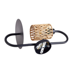 Darphe Black Wall Lamp With Twisted Rope Shade, Bedside Wall Lamp With Tray, E27 Lamp Base - thumbnail 2