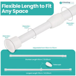 Neel Blue Pack Of 2 White Extendable Curtain Poles - 60Cm-110Cm - thumbnail 2