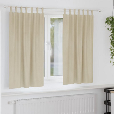 Berkfield Blackout Curtains With Hanging Loops 2 Pcs Cream Velvet - image 1