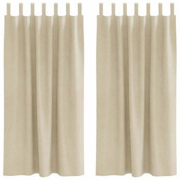 Berkfield Blackout Curtains With Hanging Loops 2 Pcs Cream Velvet - thumbnail 2