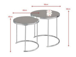 Aspect Furniture Visio Set Of 2 Mirror Round Nest Side Chrome Base - thumbnail 3