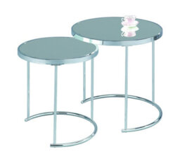 Aspect Furniture Visio Set Of 2 Mirror Round Nest Side Chrome Base - thumbnail 2