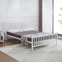 Reinforced Beds Holkham Metal Bed In White, Single (90X190Cm), Reinforced Mesh Base, Strong Structure, Exclusive Product - thumbnail 1