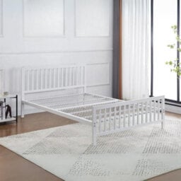 Reinforced Beds Holkham Metal Bed In White, Single (90X190Cm), Reinforced Mesh Base, Strong Structure, Exclusive Product - thumbnail 2