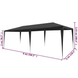 Berkfield Party Tent 3X6 M Pe Anthracite - thumbnail 6