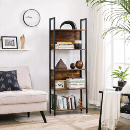 Bookcase, Storage Shelf, Kitchen Shelf, 5 Tiers, Steel Frame, Industrial, Rustic Brown And Black