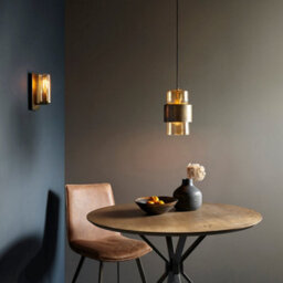 Antique Brass Ceiling Pendant Light - Champagne Glass Shade Single Bulb Fitting - thumbnail 4