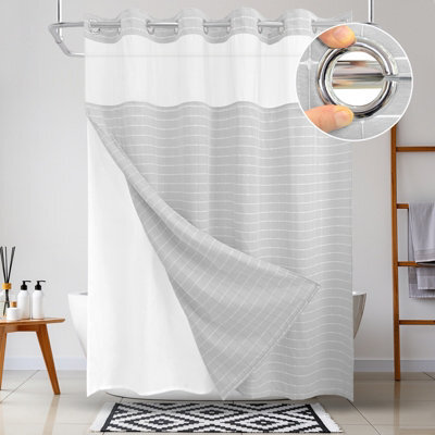 Drifted Root Elegant Shower Curtain Jacquard Water-Repellent With Snap-In Liner Magnets And Suction Cups - image 1