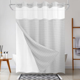 Drifted Root Elegant Shower Curtain Jacquard Water-Repellent With Snap-In Liner Magnets And Suction Cups - thumbnail 3