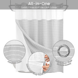 Drifted Root Elegant Shower Curtain Jacquard Water-Repellent With Snap-In Liner Magnets And Suction Cups - thumbnail 4