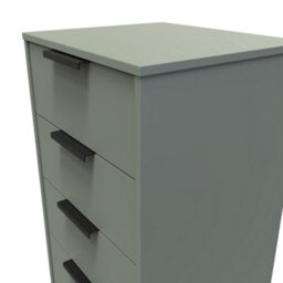 Beijing 5 Drawer Tall Bedside Cabinet In Reed Green (Ready Assembled) - thumbnail 4