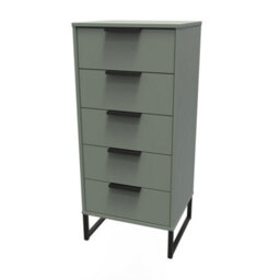 Beijing 5 Drawer Tall Bedside Cabinet In Reed Green (Ready Assembled) - thumbnail 3