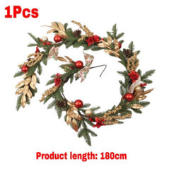 Amorly 180Cm Artificial Christmas Garland, Festive Pine Garland With Red Gold Baubles, Pinecones And Bows, Indoor Outdoor Holiday Decor - thumbnail 4