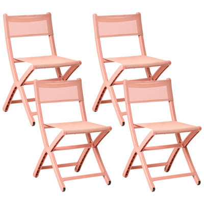 Beliani Set Of 4 Garden Chairs Talca Folding Coral - image 1