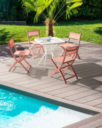 Beliani Set Of 4 Garden Chairs Talca Folding Coral - thumbnail 2