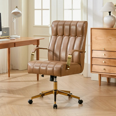 Living And Home Brown Ergonomic High Back Office Chair With Casters - image 1