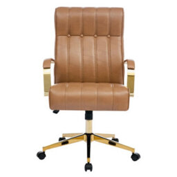 Living And Home Brown Ergonomic High Back Office Chair With Casters - thumbnail 2
