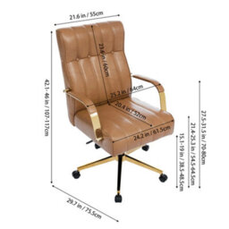 Living And Home Brown Ergonomic High Back Office Chair With Casters - thumbnail 5