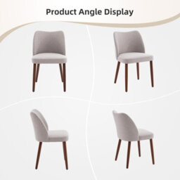 Set Of 2 Modern Wingback Dining Chairs, Ergonomic Curved Back Upholstered Side Chairs With Solid Wood Legs, Linen, Gray - thumbnail 5