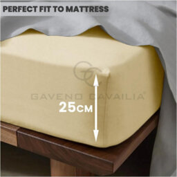 Gc Gaveno Cavailia Plain Dyed Fitted Bedsheet Single Cream Super Soft & Comfy Non Iron Fitted Sheet - thumbnail 2