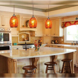 Long Life Lamps Company Vintage Ceiling Crackle Amber Mosaic Glass Pendant Light M0209 - thumbnail 8