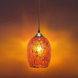 Long Life Lamps Company Vintage Ceiling Crackle Amber Mosaic Glass Pendant Light M0209 - thumbnail 7