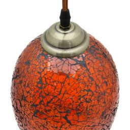 Long Life Lamps Company Vintage Ceiling Crackle Amber Mosaic Glass Pendant Light M0209 - thumbnail 6
