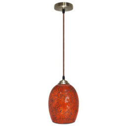 Long Life Lamps Company Vintage Ceiling Crackle Amber Mosaic Glass Pendant Light M0209 - thumbnail 5