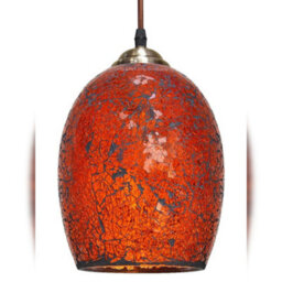 Long Life Lamps Company Vintage Ceiling Crackle Amber Mosaic Glass Pendant Light M0209 - thumbnail 4