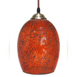 Long Life Lamps Company Vintage Ceiling Crackle Amber Mosaic Glass Pendant Light M0209 - thumbnail 3