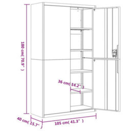 Vidaxl File Cabinet Black 105X40X180 Cm Steel - thumbnail 3