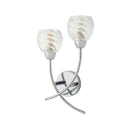 Valuelights Reyka Chrome 2 Way Wall Light With Crystal Glass Shades And Bulbs - thumbnail 2