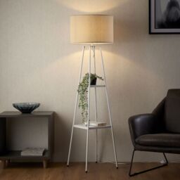 Triton Tripod Shelved Gloss White Floor Lamp - thumbnail 8