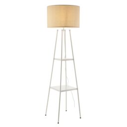 Triton Tripod Shelved Gloss White Floor Lamp - thumbnail 3