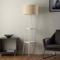 Triton Tripod Shelved Gloss White Floor Lamp - thumbnail 2