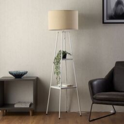 Triton Tripod Shelved Gloss White Floor Lamp - thumbnail 7