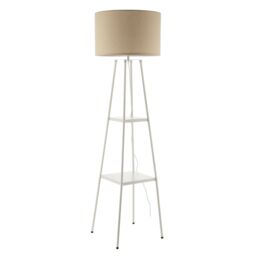 Triton Tripod Shelved Gloss White Floor Lamp - thumbnail 4
