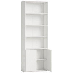 Wyld Haus Zimo Rado 6-Tier Tall White Bookcase With Double-Door Storage 59 X 29 X 180 Cm - thumbnail 1