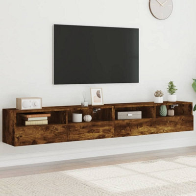 Walplus Tv Wall Cabinets 2 Pcs Smoked Oak 100X30X30 Cm Engineered Wood - image 1