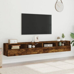 Walplus Tv Wall Cabinets 2 Pcs Smoked Oak 100X30X30 Cm Engineered Wood - thumbnail 3