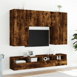 Walplus Tv Wall Cabinets 2 Pcs Smoked Oak 100X30X30 Cm Engineered Wood - thumbnail 4