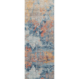 Livabliss Huntington Beach-Modern Blue Yellow Orange In- & Outdoor Rug 80 X 220 Cm Easy Care, Non Shedding - thumbnail 1