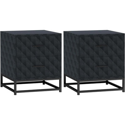 2 Piece Black Bedside Cabinet Set Nightstand Drawers Bedroom Storage Table - image 1