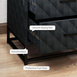 2 Piece Black Bedside Cabinet Set Nightstand Drawers Bedroom Storage Table - thumbnail 5