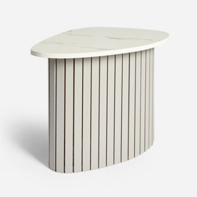 Ohs Madison Ribbed Side Table Corner Bedroom Living Room - Grey/marble - image 1