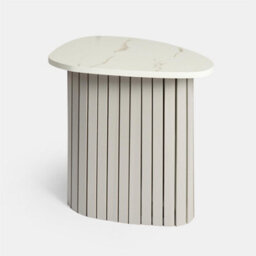 Ohs Madison Ribbed Side Table Corner Bedroom Living Room - Grey/marble - thumbnail 3
