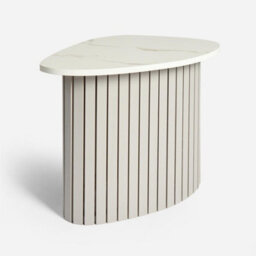 Ohs Madison Ribbed Side Table Corner Bedroom Living Room - Grey/marble - thumbnail 1