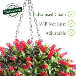 Best Artificial 28Cm Red Lush Lavender Hanging Basket Flower Topiary Ball - Suitable For Outdoor Use - Weather & Fade Resistant - thumbnail 3